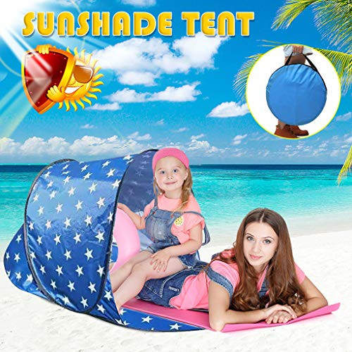 Beach Shade Tent Sun Shelter Pop Up for Adults and Baby Wouke UPF 50 plus Easy Pop Up Beach Tent Sun Shelter Instant Automatic Portable Sport Umbrella Indoor  Blue