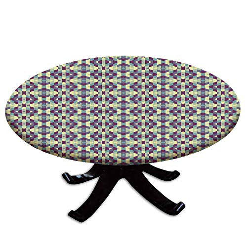 Elastic Edged Polyester Fitted Table Cover Graphic Diamond Shapes Stripes Old Fashioned Geometric Symmetric Tile Fits up to 36 inch Diameter Tables The Ultimate Protection for Your Table Cream Light Blue Elastic Edged Polyester Fitted Table Cover Graphic Diamond Shapes Stripes Old Fashioned Geometric Symmetric Tile Fits up to 36 inch Diameter Tables The Ultimate Protection for Your Table Cream Light Blue