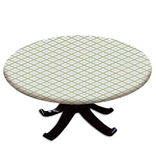 Elastic Edged Polyester Fitted Table Cover Picnic Table Inspired Modern Geometric Pattern in Square Shapes Retro Decorative Fits up to 36 inch Diameter Tables The Ultimate Protection for Your Table Pistac