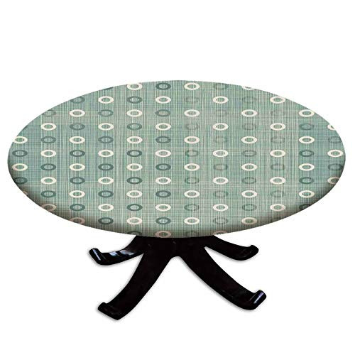 Elastic Edged Polyester Fitted Table Cover Ring Form Circular Polka Dots Regular Old Fashioned Style Motif Vintage Pattern Fits up to 36 inch Diameter Tables The Ultimate Protection for Your Table Blue Cr