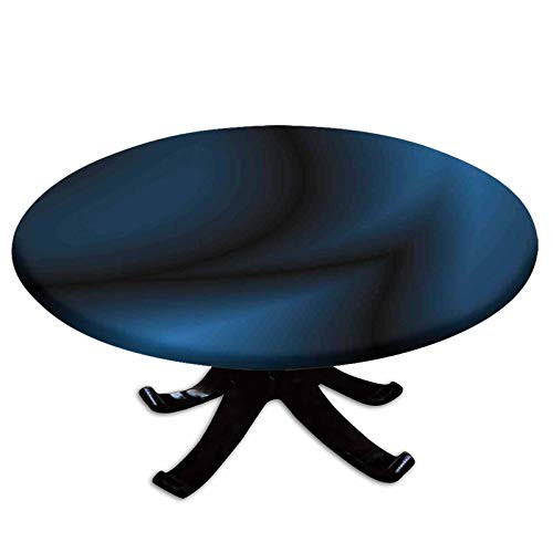 Elastic Edged Polyester Fitted Table Cover Deep Ocean Themed Dark Blue Colored Design with Reflections of Light Image Fits up to 36 inch Diameter Tables The Ultimate Protection for Your Table Dark Blue