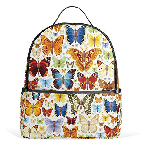 Use4 Butterfly Print Polyester Backpack School Travel Bag