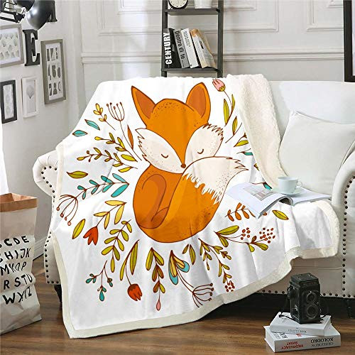 Erosebridal Kids Fox Throw Blanket Cute Animal Plush Bed Blanket Baby Size Branches Flower Sherpa Blanket for Children Boys Girls Floral Cartoon Fleece Blanket for Bed Sofa Travel Couch Erosebridal Kids Fox Throw Blanket Cute Animal Plush Bed Blanket Baby Size Branches Flower Sherpa Blanket for Children Boys Girls Floral Cartoon Fleece Blanket for Bed Sofa Travel Couch