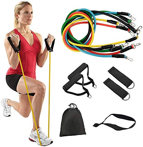 Exercise Resistance Band Set Exercise Resistance Bands Set with Handles Exercise Bands with Door Anchor  Handles  Carry Bag  Legs Ankle Straps for Home Workouts Physical Therapy Gym Training Yoga