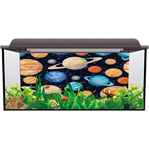 bybyhome Aquarium Background Sticker Galaxy Galaxy Space Art Solar Easy to Apply and Remove L24 X H24 Inch