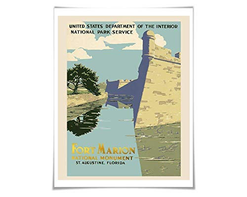 Fort Marion National Park Poster Gold Foil Art Print. Hiking Art Travel WPA Poster Vintage Poster Florida Travel Art Fort Marion National Park Poster Gold Foil Art Print. Hiking Art Travel WPA Poster Vintage Poster Florida Travel Art