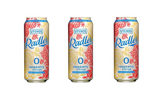 UTENA RADLER - Non-Alcohol  Alcohol Free Beer Cocktail  Carbonated Soft Drink LEMON  and  RASPBERRY Flavor - 500ml x 3