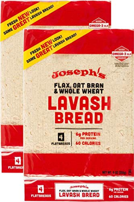 Joseph s Lavash Bread Flax Oat Bran  and  Whole Wheat Reduced Carb - Plus New Ridiculously Delicious Lavash Bread Recipes!  2 Pack