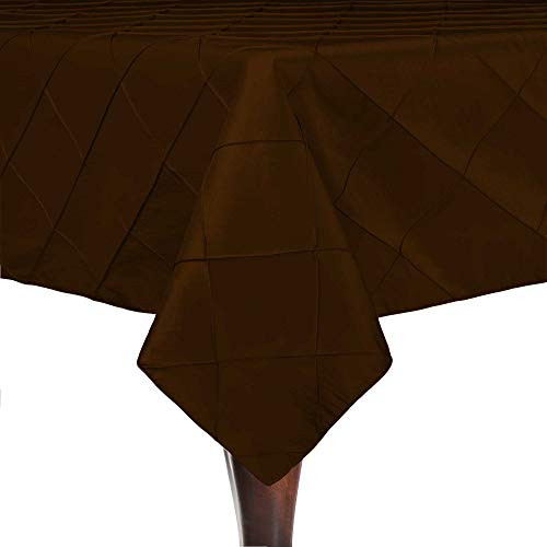 Ultimate Textile Embroidered Pintuck Taffeta 52 x 70-Inch Rectangular Tablecloth Chocolate Light Brown