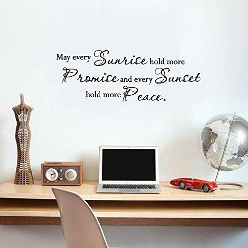 uaeay Wall stickers decals Art Words Sayings Removable Lettering May Every Sunrise Hold More Promise and sunset hold more peace