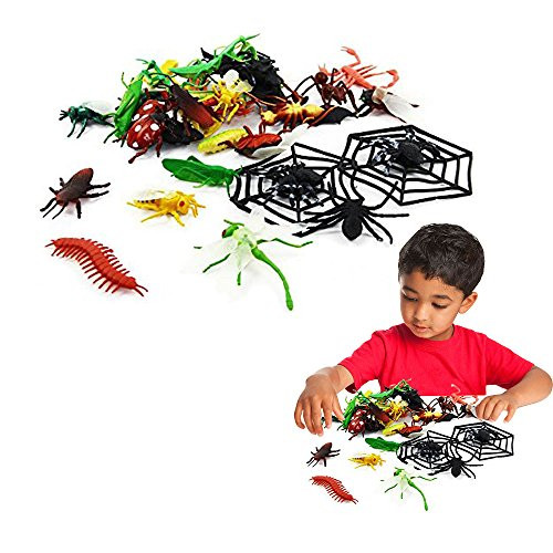 Toy Cubby Kids Toddler Halloween 2 Spider Webs and Spider with 32 Assorted Insects Set