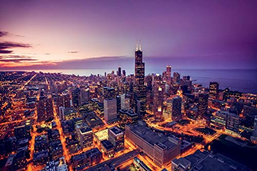 FDerks Jigsaw Puzzles 1000 Pieces Chicago Illinois Skyline at Sunset Aerial View Willis Tower Intellectual Decompressing Fun Game Adults Kids FDerks Jigsaw Puzzles 1000 Pieces Chicago Illinois Skyline at Sunset Aerial View Willis Tower Intellectual Decompressing Fun Game Adults Kids