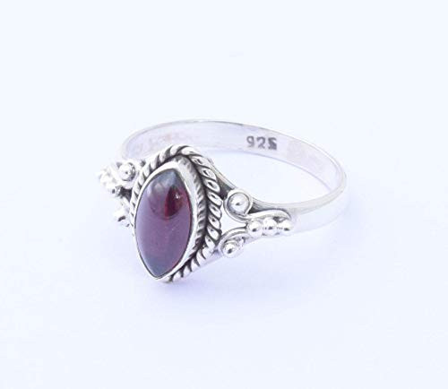 Red Garnet Rings - 925 Sterling Silver Statement Rings- Stone Gemstone Birthstone Rings For Women Girls Size All Christmas gifts