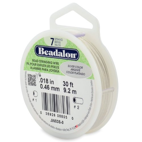 Beadalon 7-Strand Stainless Steel 0.018-Inch Bead Stringing Wire, 30-Feet, Silver Color