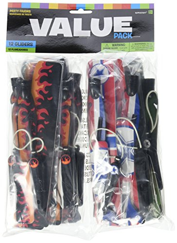 Fun Filled Birthday Assorted Airplane Gliders Birthday Party Favour, Plastic, 8" x 8", Pack of 12