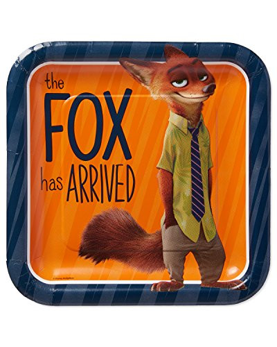 American Greetings Zootopia Square Plate (8 Count), 9"