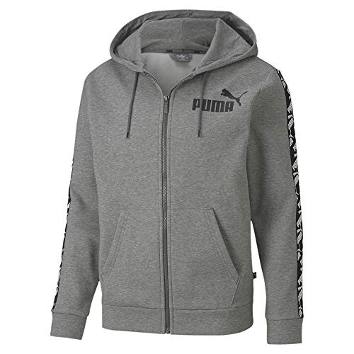 PUMA Men s Amplified Fleece Hooded Jacket  Medium Gray Heather  XS