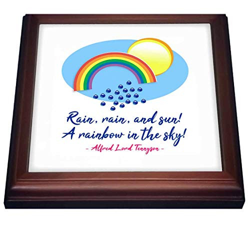 3dRose Rain  rain  and sun. A rainbow in the sky Alfred Lord Tennyson quote - Trivets  trv_339526_1