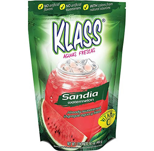 Klass Aguas Frescas Watermelon  Powdered Drink Mix No Artificial Flavors  No Artificial Sweeteners  Pack of 6 Pouches that make 7 Quarts each Klass Aguas Frescas Watermelon  Powdered Drink Mix No Artificial Flavors  No Artificial Sweeteners  Pack of 6 Pouches that make 7 Quarts each