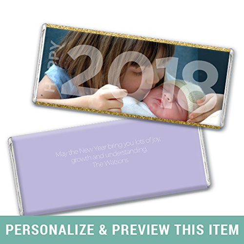 Personalized New Year s Eve Full Photo Chocolate Bar Wrappers Only  25 Wrappers  Lavender