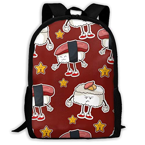 SARA NELL School Backpack Kawaii Sushi Nigiri Chinese Food Bookbag Casual Travel Bag For Teen Boys Girls