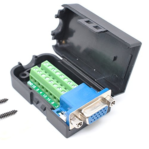 Oiyagai DB15 3+9 D-SUB VGA Female 3Row 15Pin Connector Adaptor with Nut Terminal Breakout Board Free Welding