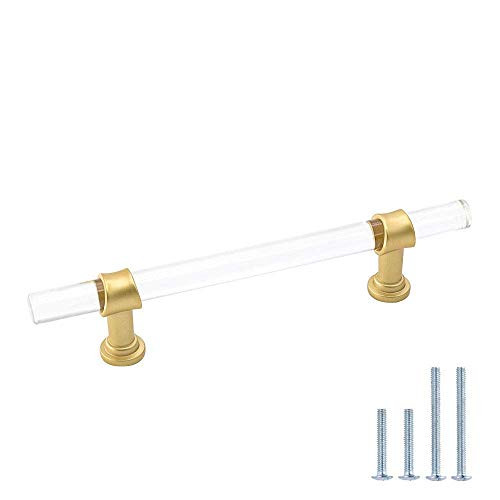 goldenwarm Cabinet Handle Kitchen Drawer Pulls - Acrylic Cabinet Pull Handles Drawer Pull Gold Drawer Handles Bathroom Cabinet Hardware 6-1 4in Hole Centers?10 Pack
