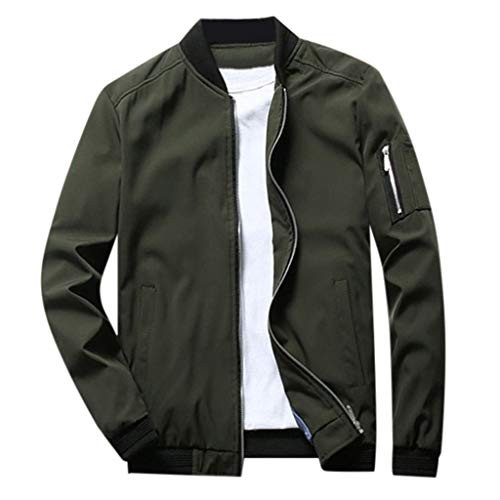 Mens Casual Lightweight Jacket Softshell Flight Bomber Jacket Varsity Coat Army Green