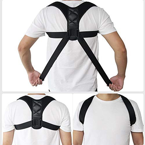 Posture CorrectorAdjustable Back Clavicle Spine Back Shoulder Lumbar Brace Support Belt Posture Correction Prevents Slouching-M_A