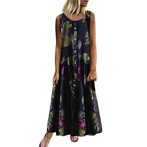 Fudule Womens Dresses Casual Summer Sundress Sleeveless V-Neck Gradient Color Loose Maxi Long Dress Tunic Tank Dress