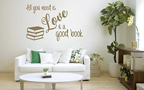 All You Need is Love and a Good Book Vinyl Wall Art Sticker  Mural  Decal. Home  Wall Decor  Kitchen  Dining Room  Living Room  Lounge  Bedroom.