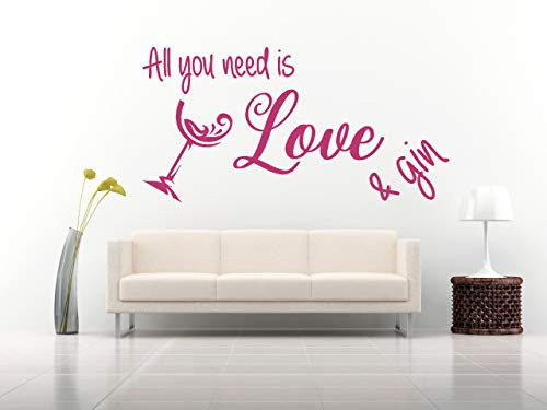 All You Need is Love and Gin Vinyl Wall Art Sticker  Mural  Decal. Home  Wall Decor  Kitchen  Dining Room  Living Room  Lounge  Bedroom.