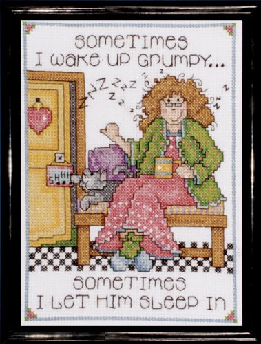 Tobin DW9778 14 Count Grumpy Counted Cross Stitch Kit, 5 by 7-Inch