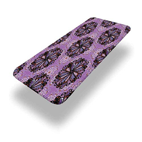 Lyzelre 6ft Purple Elastic Edge Picnic Table Cover Vintage Beauty Petal Elegance Boho Round Inspiration Design Fitted Rectangular Polyester Table Cloth for Outdoor Travel Holiday Party