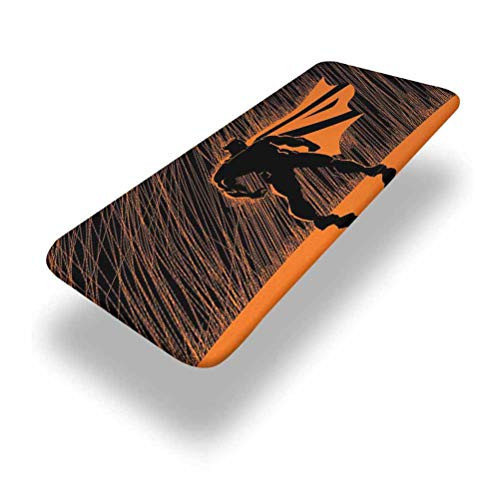 6ft Superhero Elastic Edge Picnic Table Cover Hero in Disguise at Night with Super Powers Hand Drawn Style Muscular Man Print Fitted Rectangular Polyester Table Cloth for Outdoor Travel Holiday Party