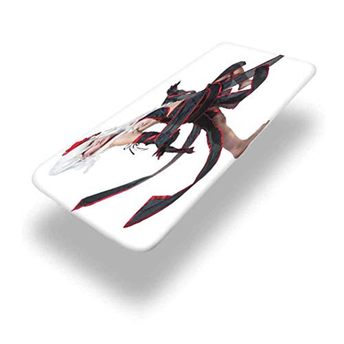 Lyzelre 6ft Anime Elastic Edge Picnic Table Cover Posing Warrior Girl in Manga Style Japanese Culture Themed Illustration Art Fitted Rectangular Polyester Table Cloth for Outdoor Travel Holiday Party