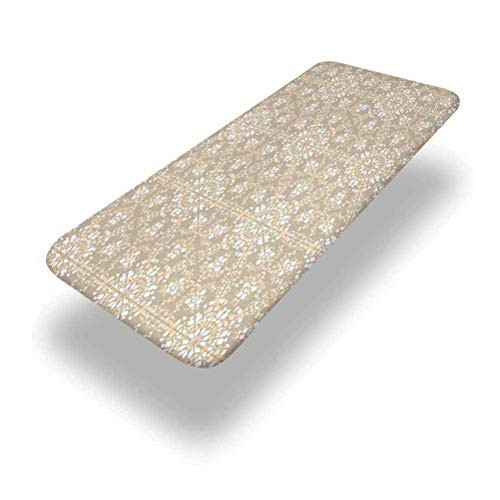 6ft Mosaic Elastic Edge Fitted Table Cover Antique Roman Time Inspired Rock Design with Circled Modern Lines Image Print Fits 28 x 72 Inch Picnic Folding Table for Outdoor Travel Holiday Party