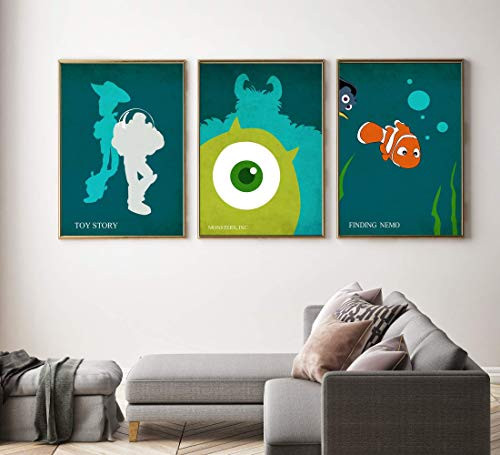 Minimalist Poster set  Toy Story prints  Finding Nemo home decor  Monsters poster  All Prints avialable in 20 SIZES and 3 type of MATERIALS