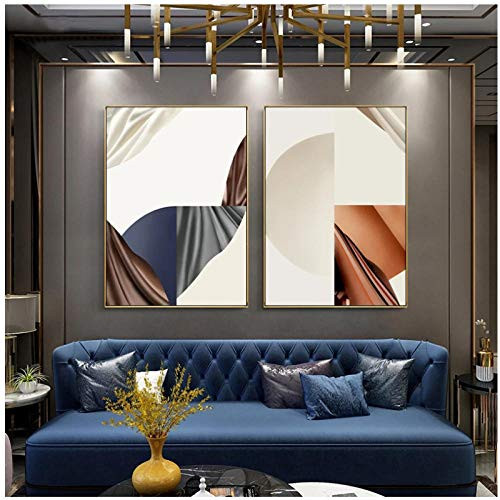 artppolr Canvas Painting Geometric Silk Scarf Color Block Posters Prints Wall Pictures for Living Room Bedroom Decor Art Poster 30x40cmx2 No Frame