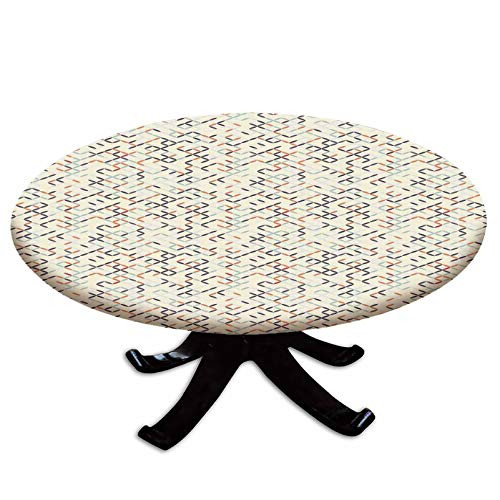 Elastic Edged Polyester Fitted Table Cover Tied Flower Petals in Soft Colors Spring Gardening Theme Daisies Daffodils Fits up 40 inch-44 inch Diameter Tables The Ultimate Protection for Your Table Blue Orange