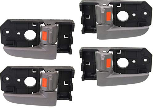 Interior Door Handle Compatible with KIA SPECTRA   Spectra5 2004-2009 Front and Rear Door Handle Right Side and Left Side Set of 4 Inside Deep Gray Plastic