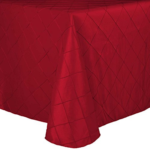 Ultimate Textile Embroidered Pintuck Taffeta 60 x 84-Inch Oval Tablecloth Holiday Red