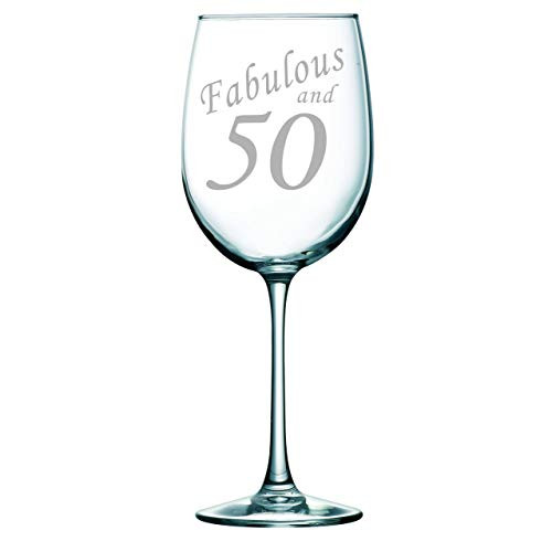 Fabulous and 50 Etched 19 oz. Wine Glass