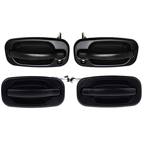 LSAILON Exterior Door Handles Driver Passenger Left Right  Side Black fits 1999-2006 for Chevy for GMC 4pcs