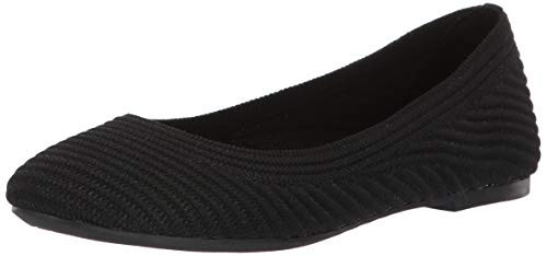 Skechers Women s Casey-Engineered Textured Knit Skimmer Ballet Flat  Black  8.5 M US