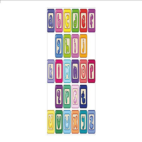 3D Decorative Film Privacy Window Film No Glue Educational Colorful Lower Case Alphabet Blocks Cute Kids Font ABC Cartoon Style Typography Decorative Multicolor for Home and Office