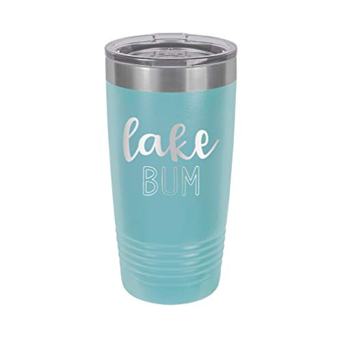 Lake Bum - Engraved Tumbler Wine Mug Cup Unique Funny Birthday Gift Graduation Gifts for Men or Women Sun Lake house cabin  20 Ring  Baby Blue