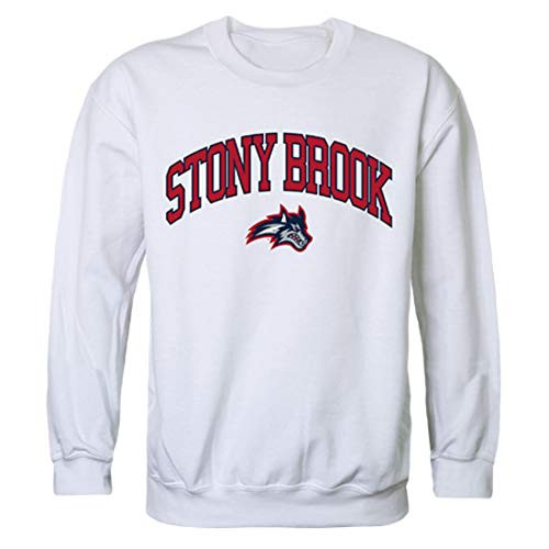 Stony Brook University Campus Crewneck Pullover Sweatshirt Sweater White Medium