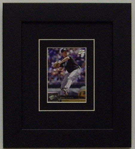 Trading Card Display Frame  1  Single Trading Card - Black  White Trim  Matting and Black Frame