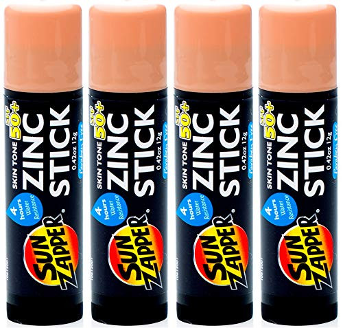 Sun Zapper Zinc Stick SPF 50 plus Sunscreen  4 Pack  0.42 oz stick - Skin Tone